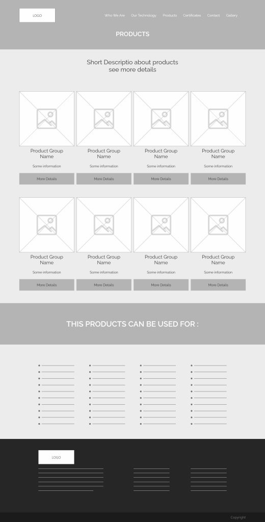 Lumentek Product Page Wireframe PC